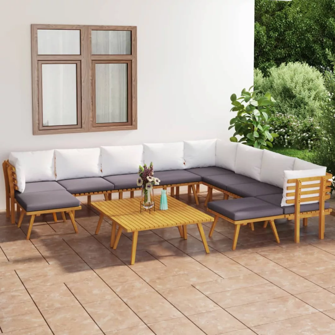 12-tlg. Garten-lounge-set Mit Kissen Massivholz Akazie günstig online kaufen