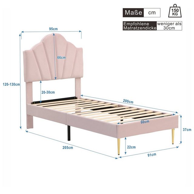 Odikalo Polsterbett Muschel Bett Lattenrost Polsterbank Stauraum Samt 90/14 günstig online kaufen