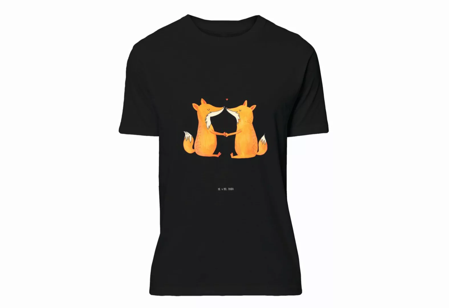 Mr. & Mrs. Panda T-Shirt Füchse Liebe - Schwarz - Geschenk, Tshirt, T-Shirt günstig online kaufen