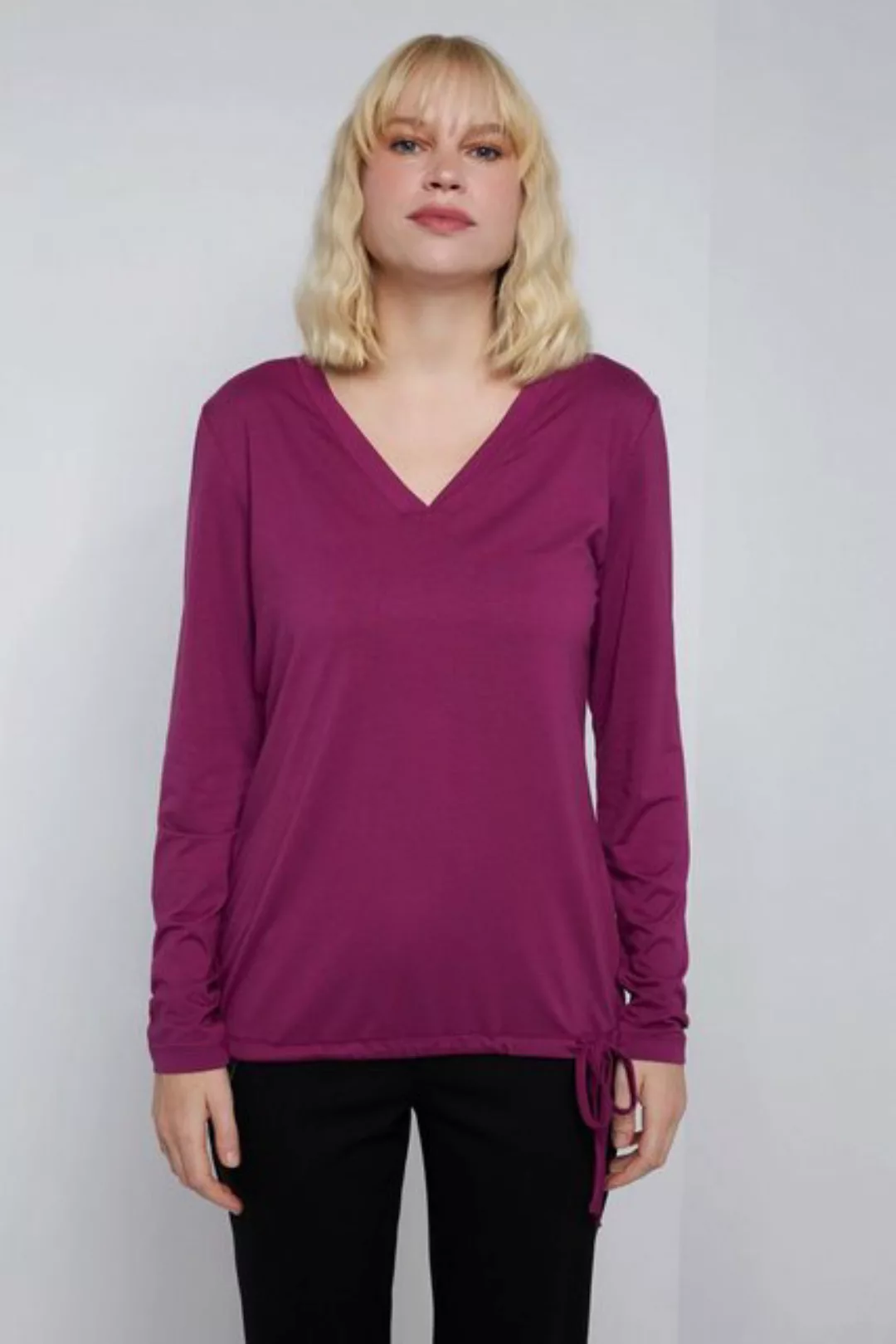 Gina Laura Longshirt T-Shirt Grafik Print V-Ausschnitt Langarm günstig online kaufen