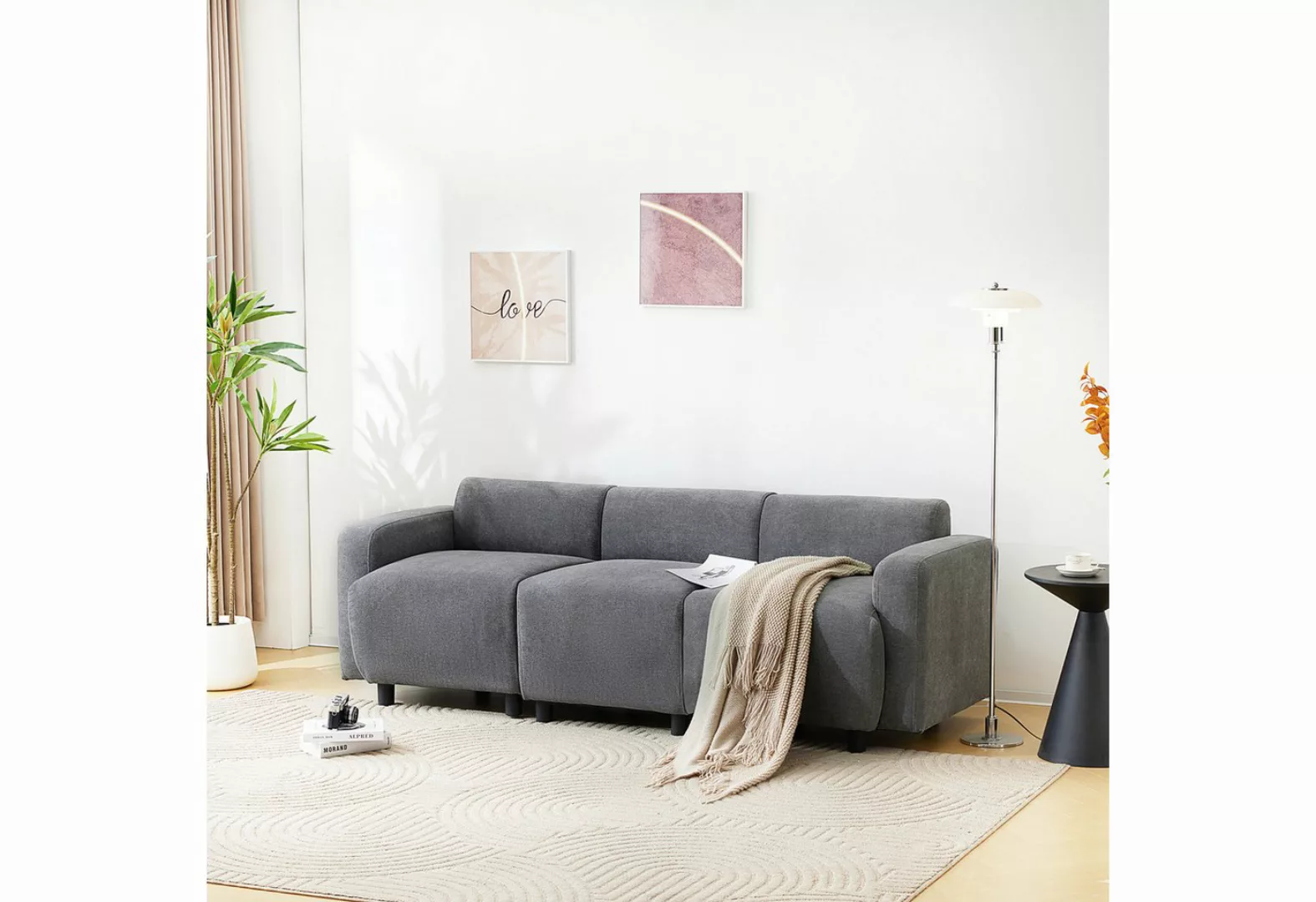 MODFU 3-Sitzer Wohnzimmersofa, Sofa mit Kissen günstig online kaufen