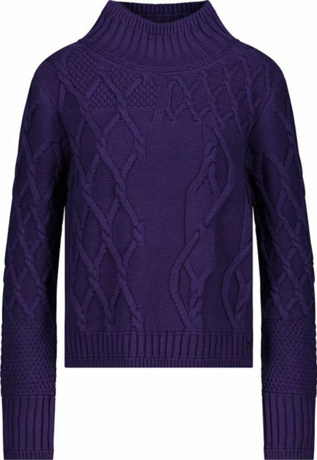 Monari Blusenshirt Strickpullover mit Mix-Zopfmuster dark purple günstig online kaufen