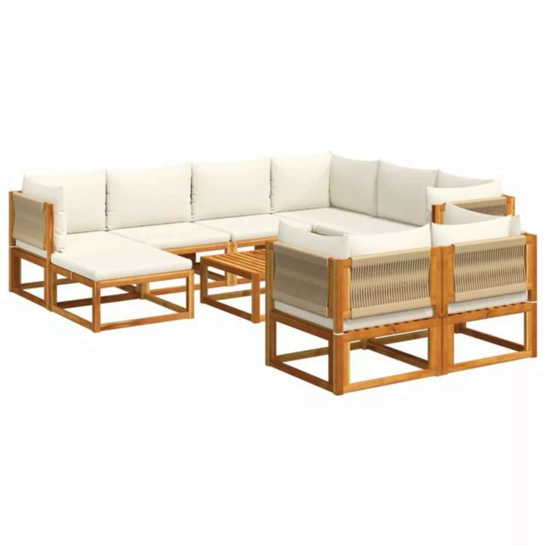 vidaXL Loungesofa 10-tlg. Garten-Sofagarnitur mit Kissen Massivholz Akazie, günstig online kaufen