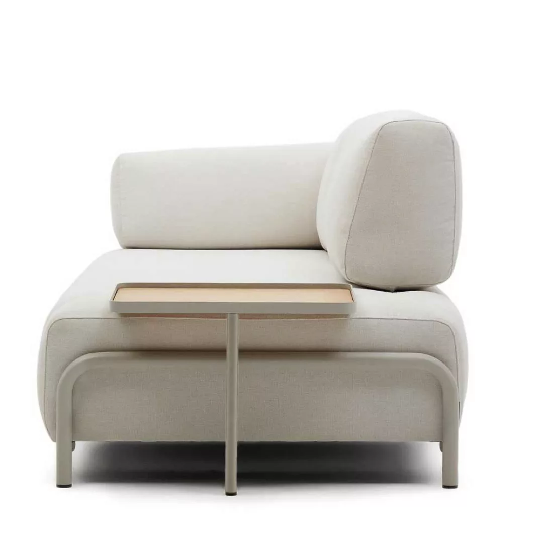Sofa mit Stecktisch in Beige Chenille 232 cm breit - 98 cm tief günstig online kaufen