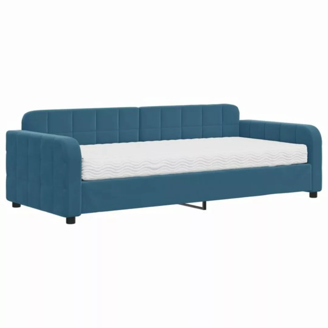 vidaXL Gästebett Gästebett Tagesbett mit Matratze Blau 90x200 cm Samt Bett günstig online kaufen