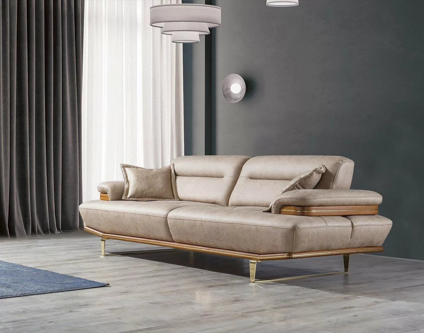 JVmoebel Sofa Dreisitzer Couch Polster Design Sofa Moderne Beige Luxus Möbe günstig online kaufen