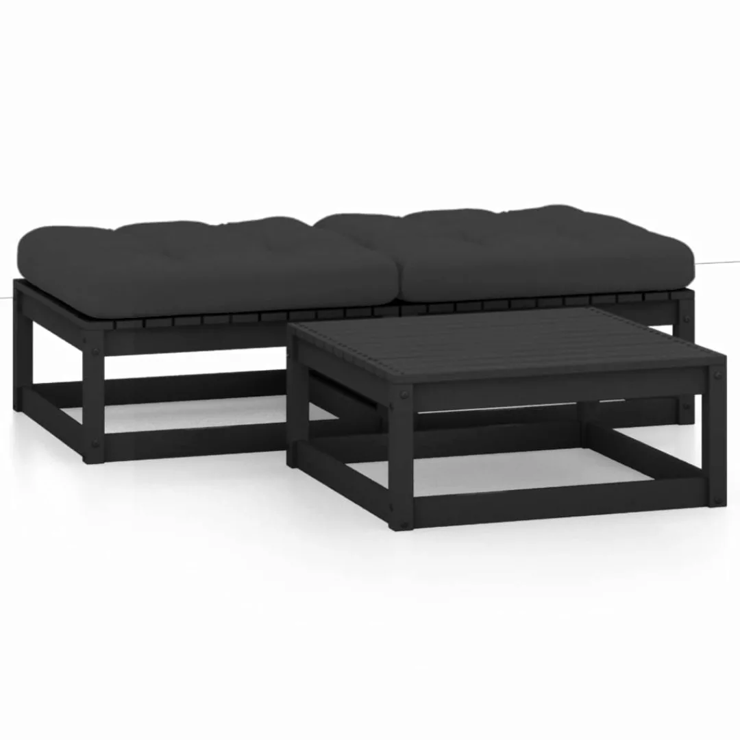 3-tlg. Garten-lounge-set Mit Kissen Massivholz Kiefer günstig online kaufen