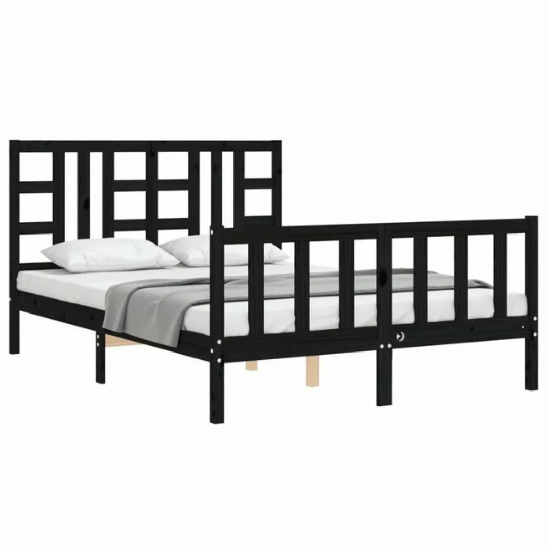 furnicato Bettgestell Massivholzbett mit Kopfteil Schwarz 140x190 cm (1-tlg günstig online kaufen