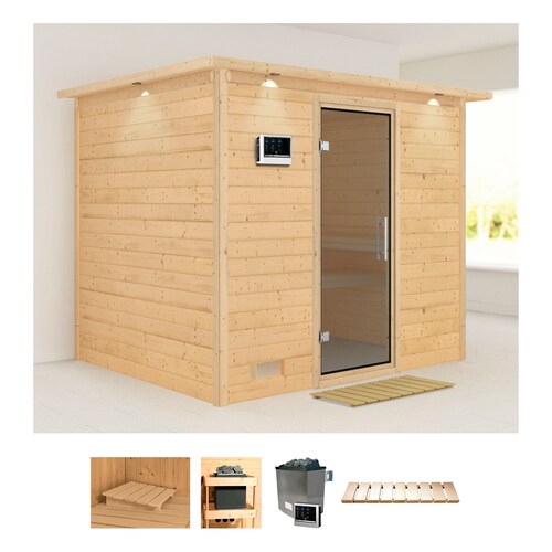 Karibu Sauna »Soraja«, (Set), 9-kW-Ofen mit externer Steuerung günstig online kaufen