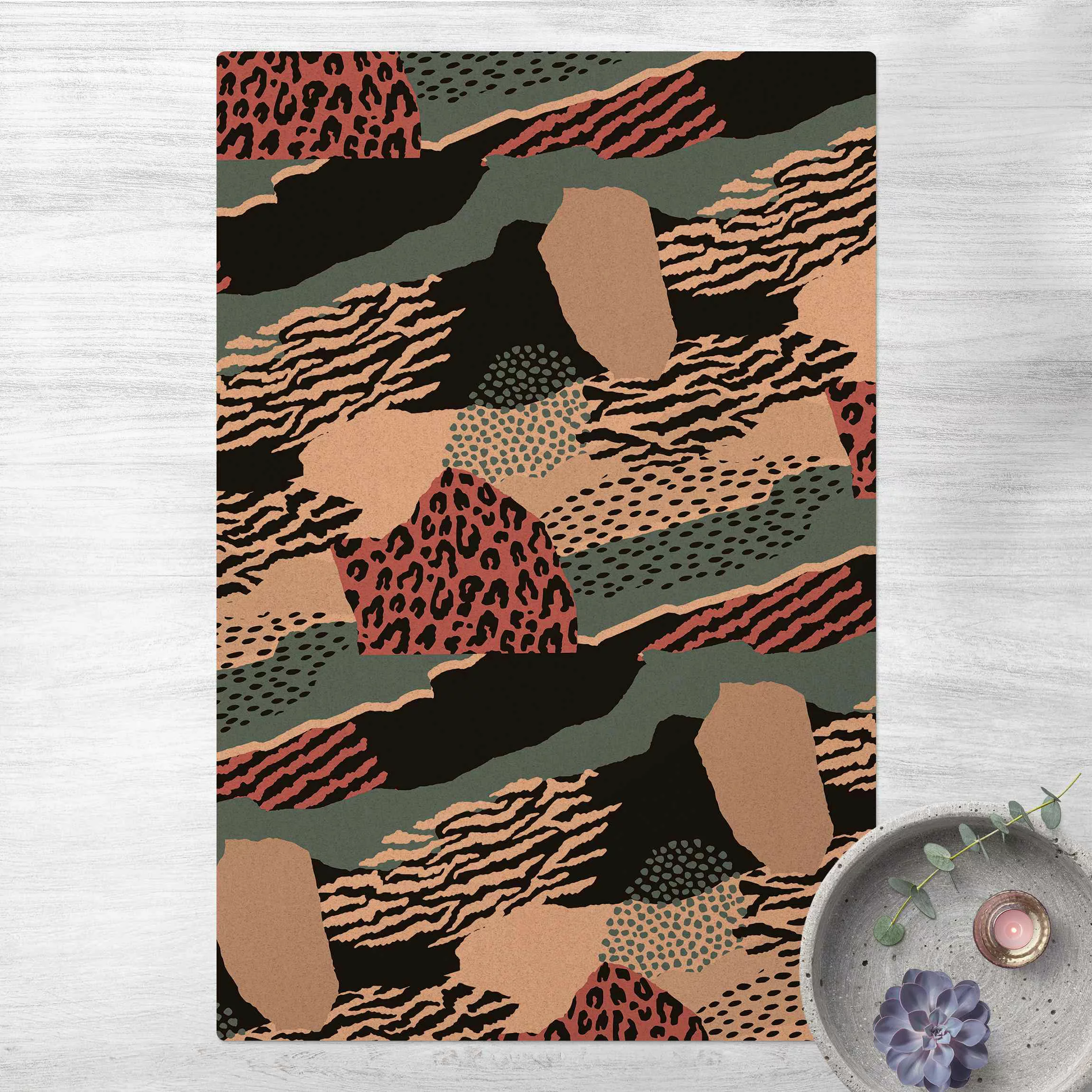 Kork-Teppich Animalprint Zebra Tiger Leopard Asien günstig online kaufen