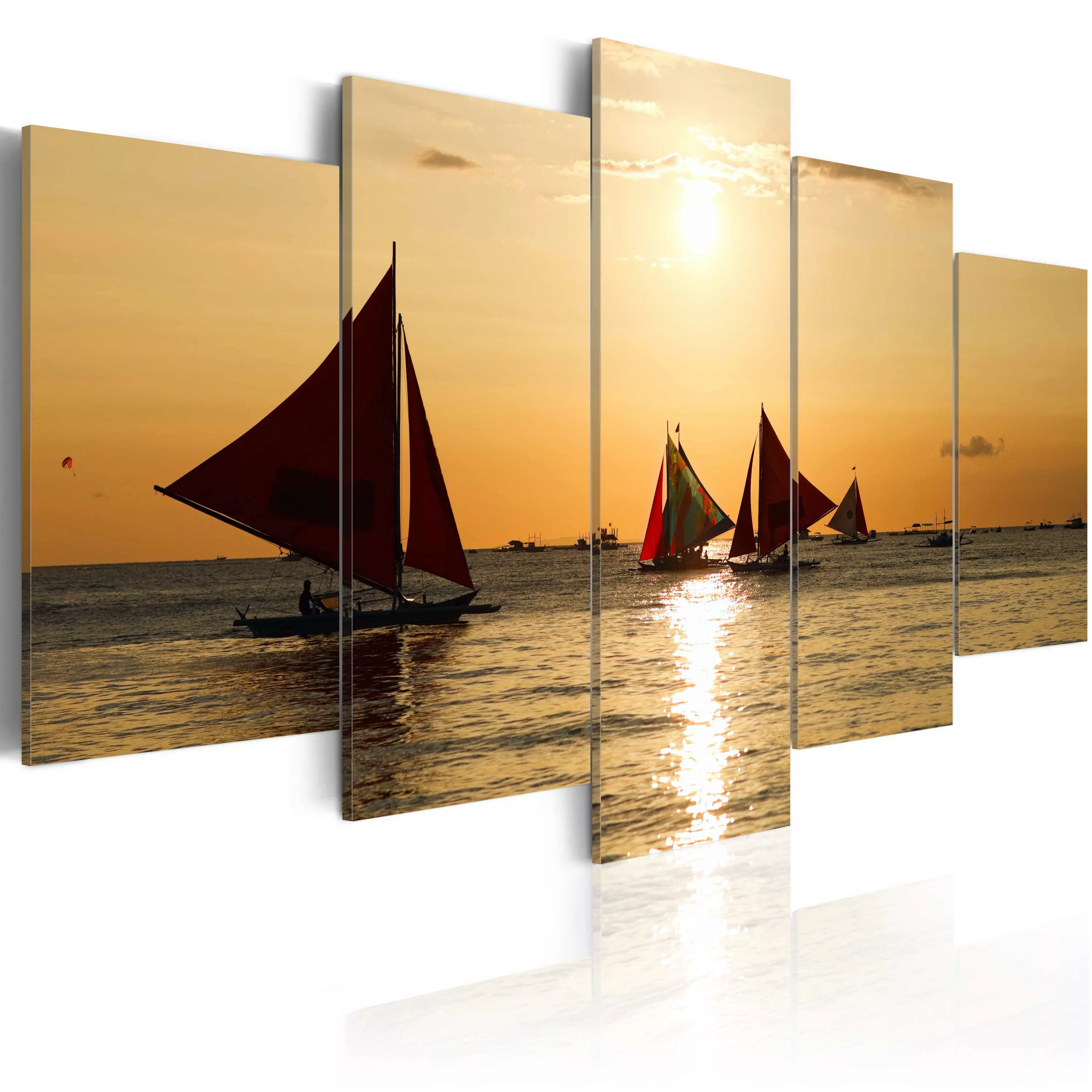 Wandbild - Segelboote beim Sonnenuntergang günstig online kaufen