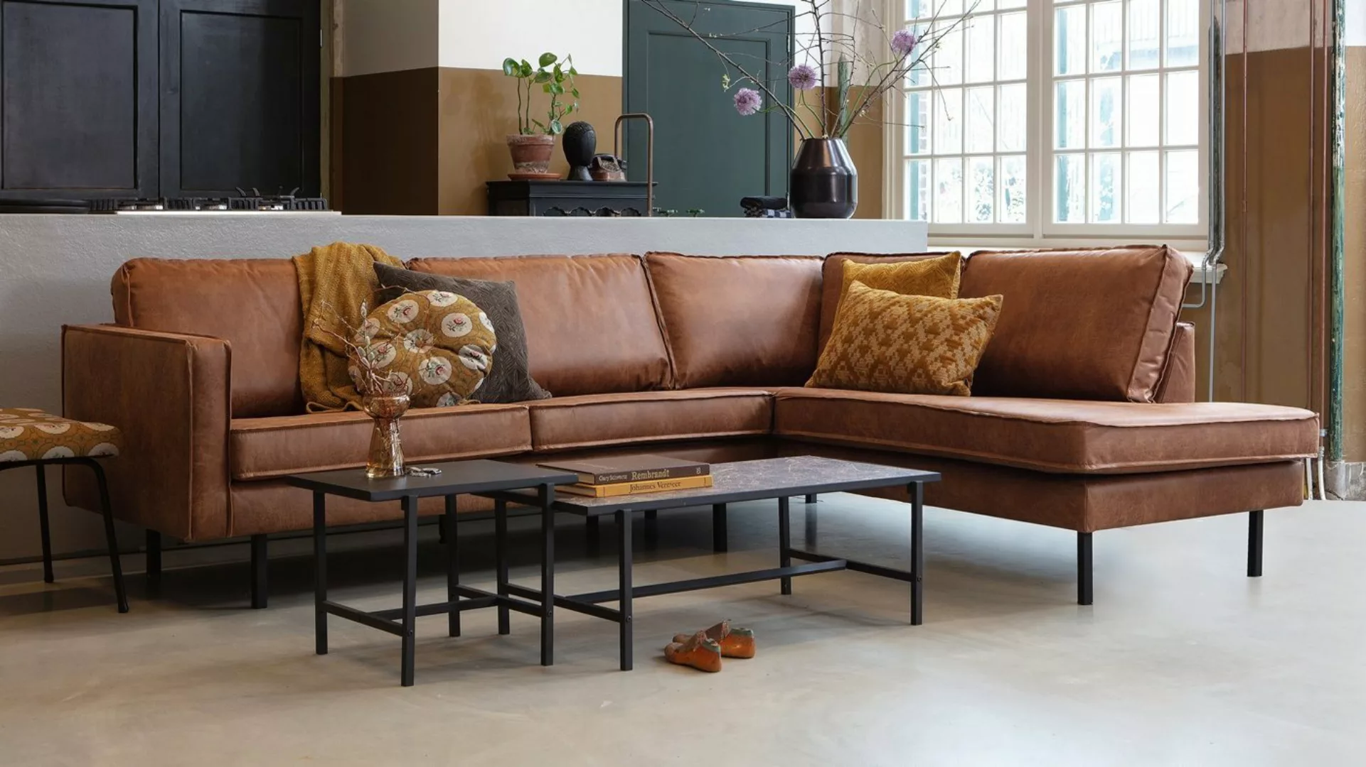 BePureHome Ecksofa Ecksofa Rodeo Rechts - Leder Cognac, Freistellbar günstig online kaufen