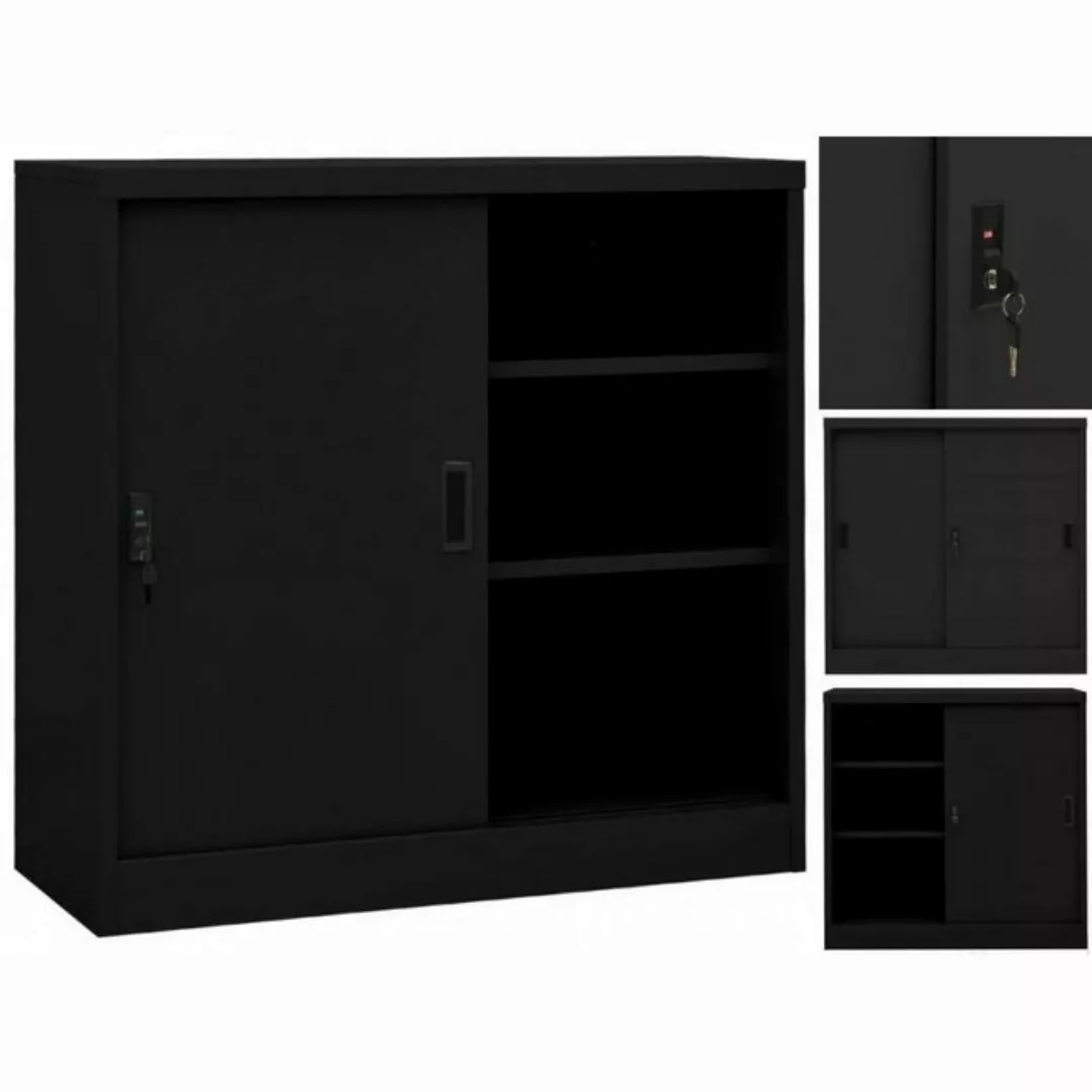 vidaXL Kleiderschrank Büroschrank mit Schiebetür Schwarz 90x40x90 cm Stahl günstig online kaufen