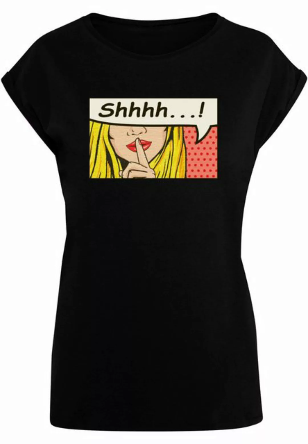 Merchcode T-Shirt Merchcode Damen Ladies Silent Sign Comic Extended Shoulde günstig online kaufen