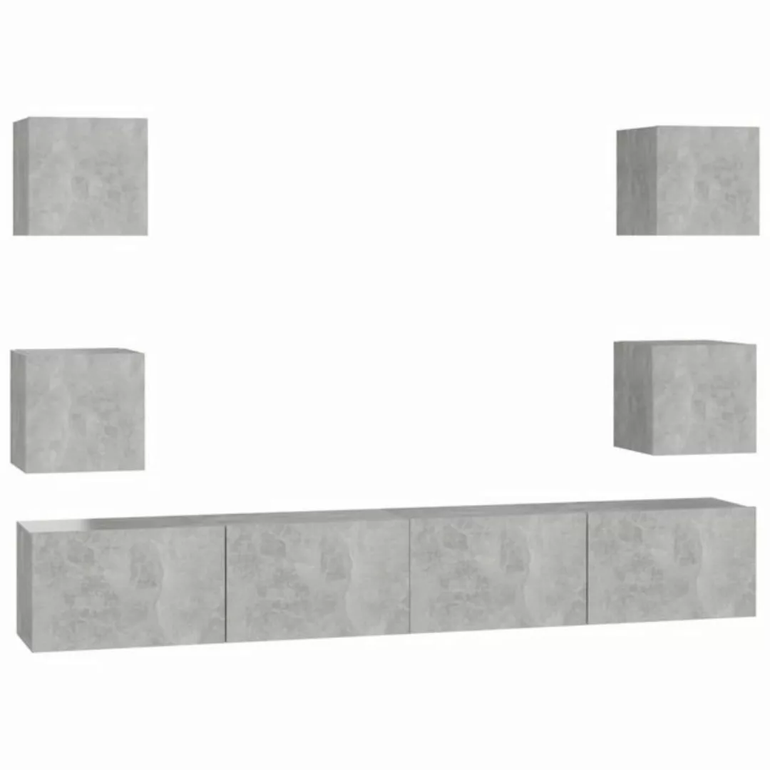 furnicato TV-Schrank 6-tlg. TV-Schrank-Set Betongrau Holzwerkstoff (1-St) günstig online kaufen