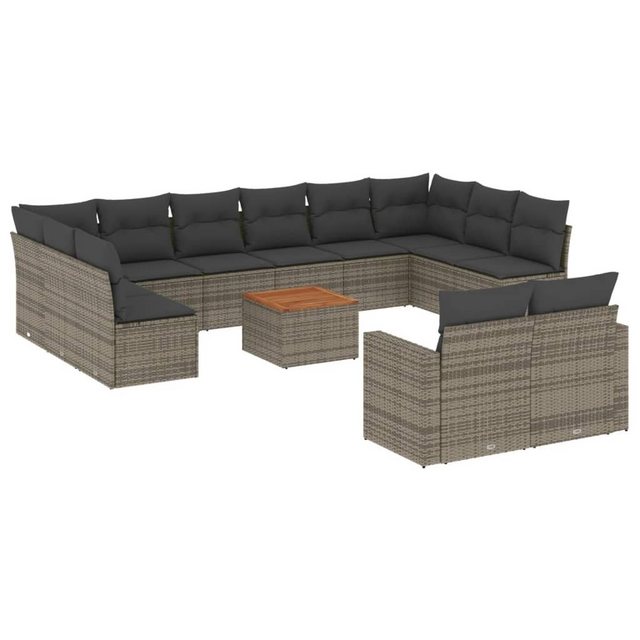 vidaXL Sofaelement 13-tlg. Garten-Sofagarnitur mit Kissen Grau Poly Rattan günstig online kaufen