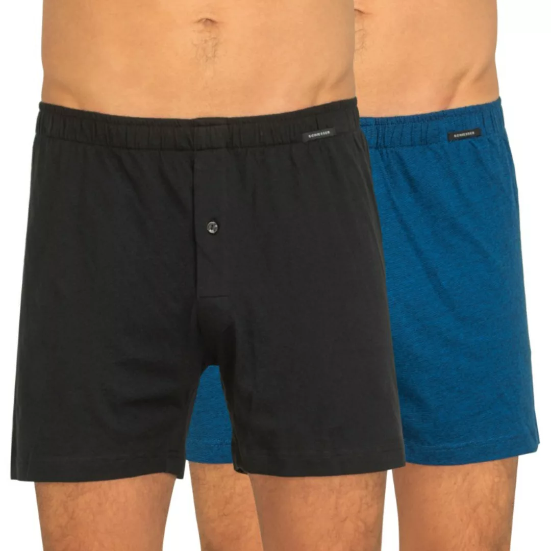 Schiesser 2-er Set Boxershorts Blau & Schwarz günstig online kaufen