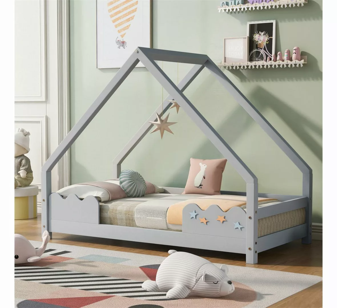 XDeer Kinderbett Hausbett Kinderbett 80x160cm mit Rausfallschutz Spielbett, günstig online kaufen