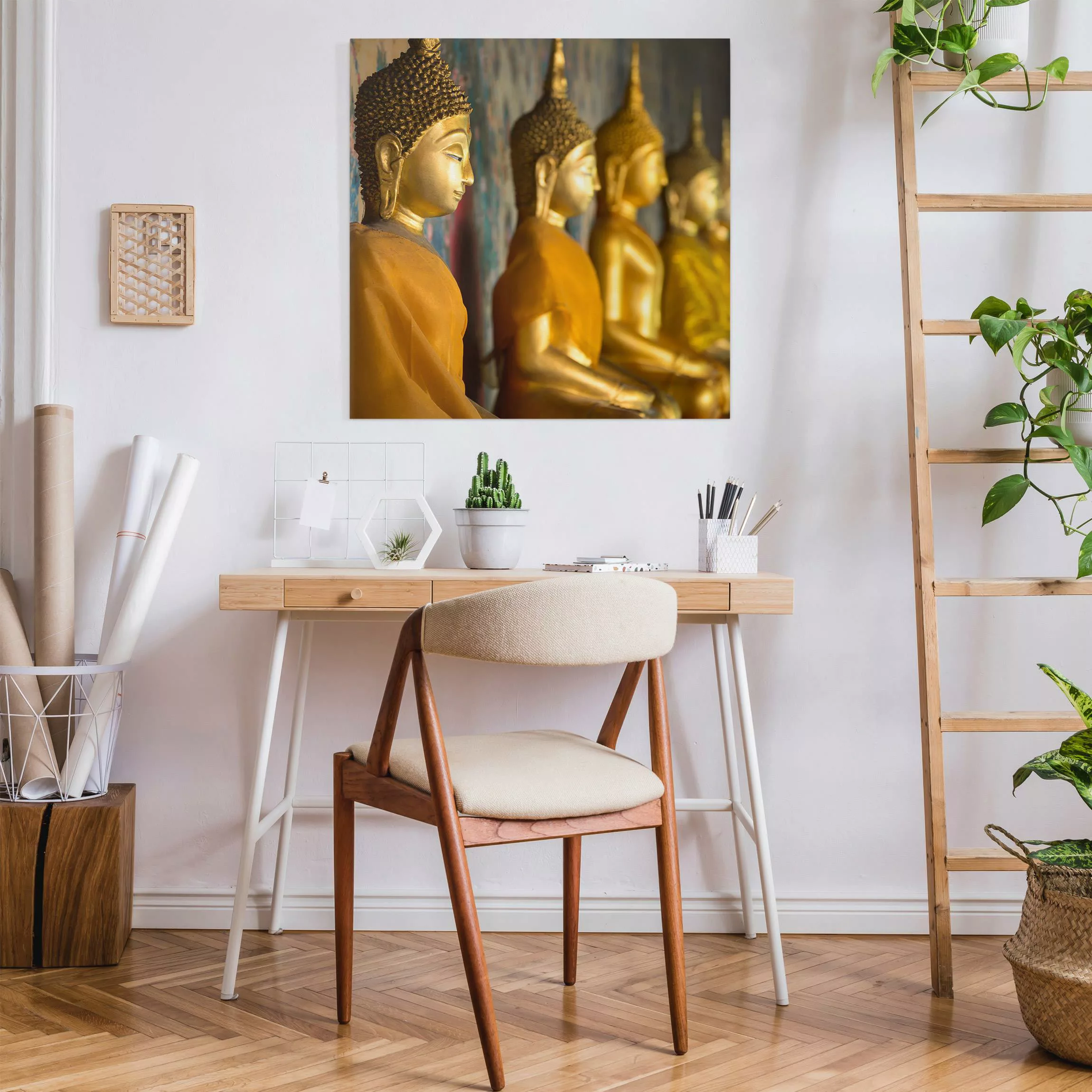 Leinwandbild Goldene Buddha Statuen günstig online kaufen