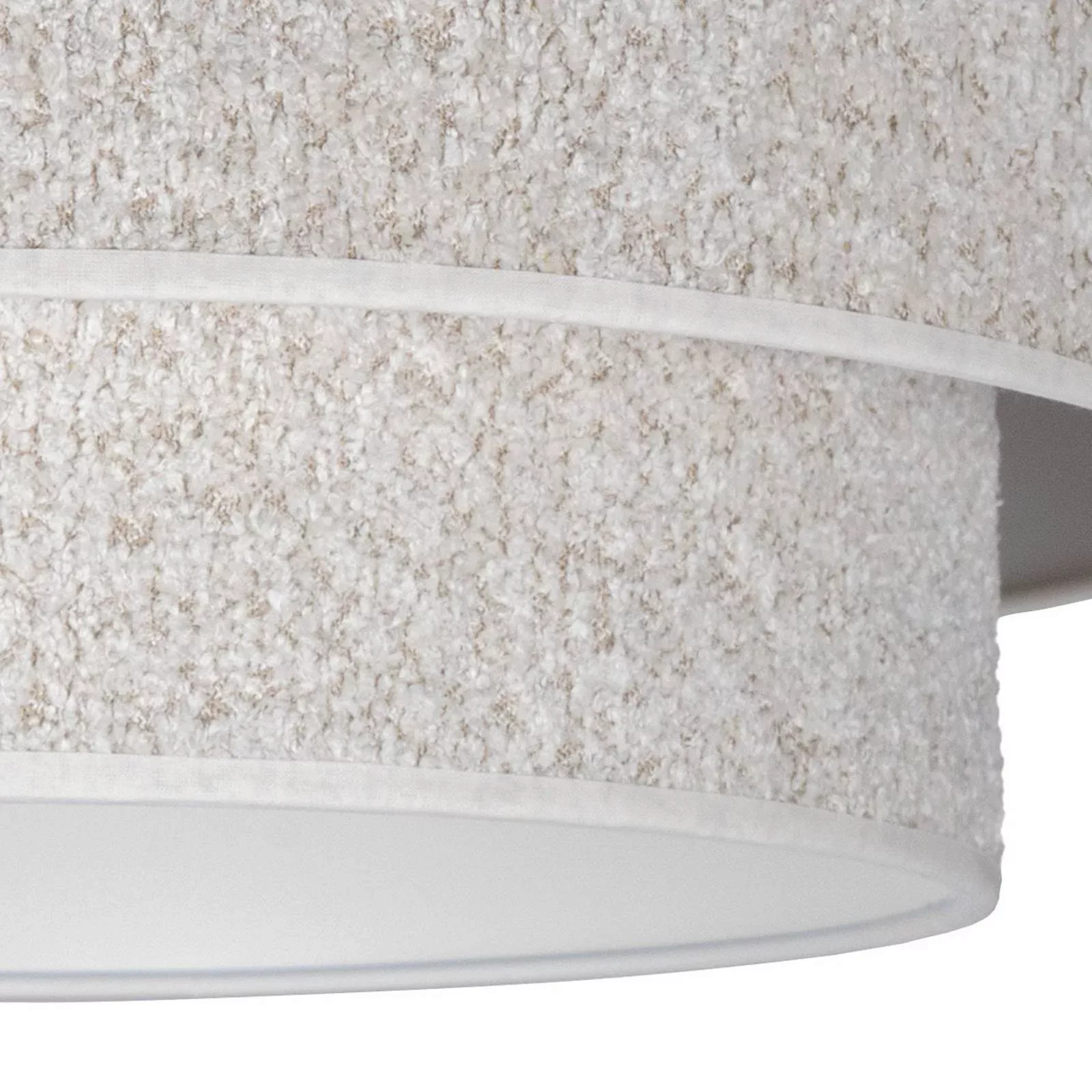 Euluna Deckenlampe Boucle, ecru, Textil, Ø 45 cm, einflammig günstig online kaufen