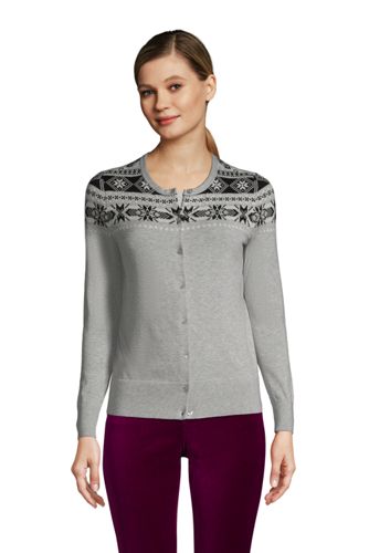 Supima Feinstrick-Cardigan Colorblock-Jacquard in Petite-Größe, Damen, Größ günstig online kaufen