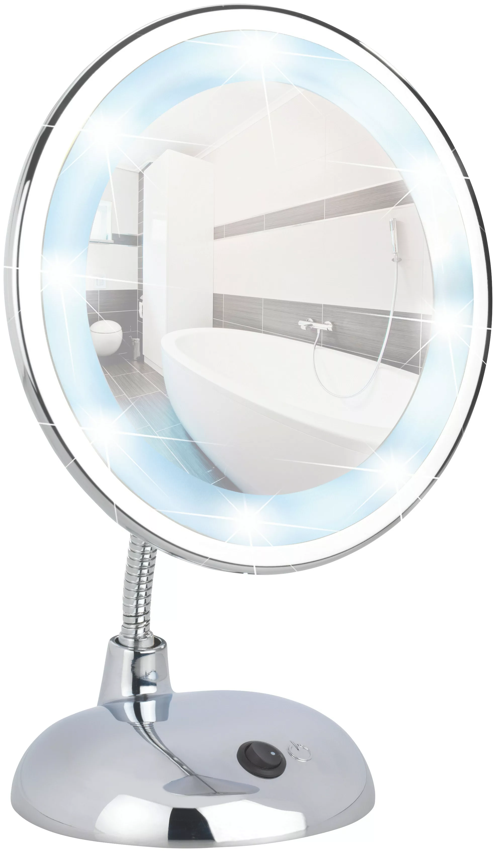 WENKO LED Kosmetikspiegel Style Chrom, Standspiegel, 3-fach Vergrößerung si günstig online kaufen