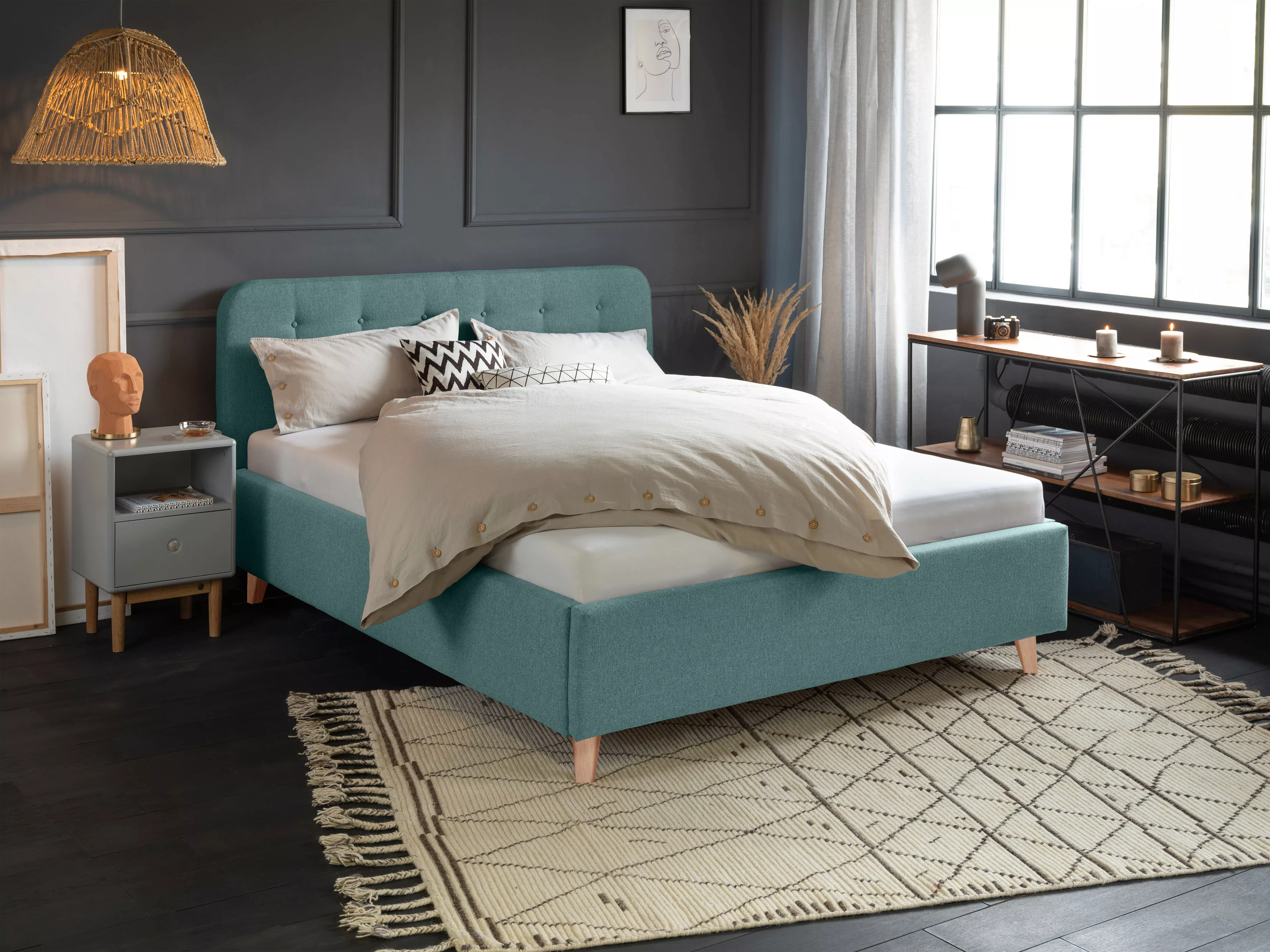 TOM TAILOR HOME Polsterbett "NORDIC BED", mit Knopfheftung im Kopfteil, Füß günstig online kaufen