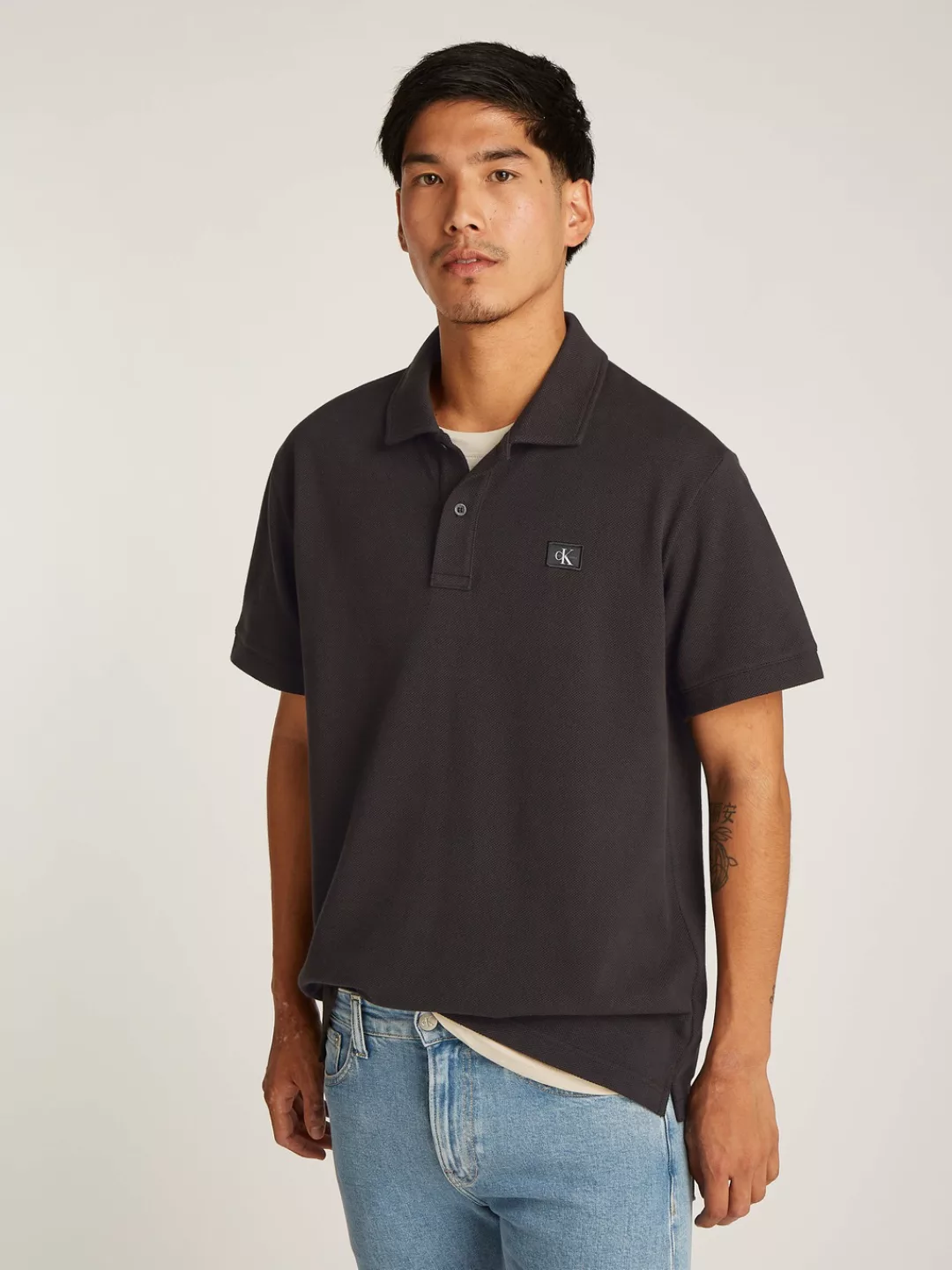 Calvin Klein Jeans Poloshirt "WOVEN LABEL POLO", Logodruck günstig online kaufen