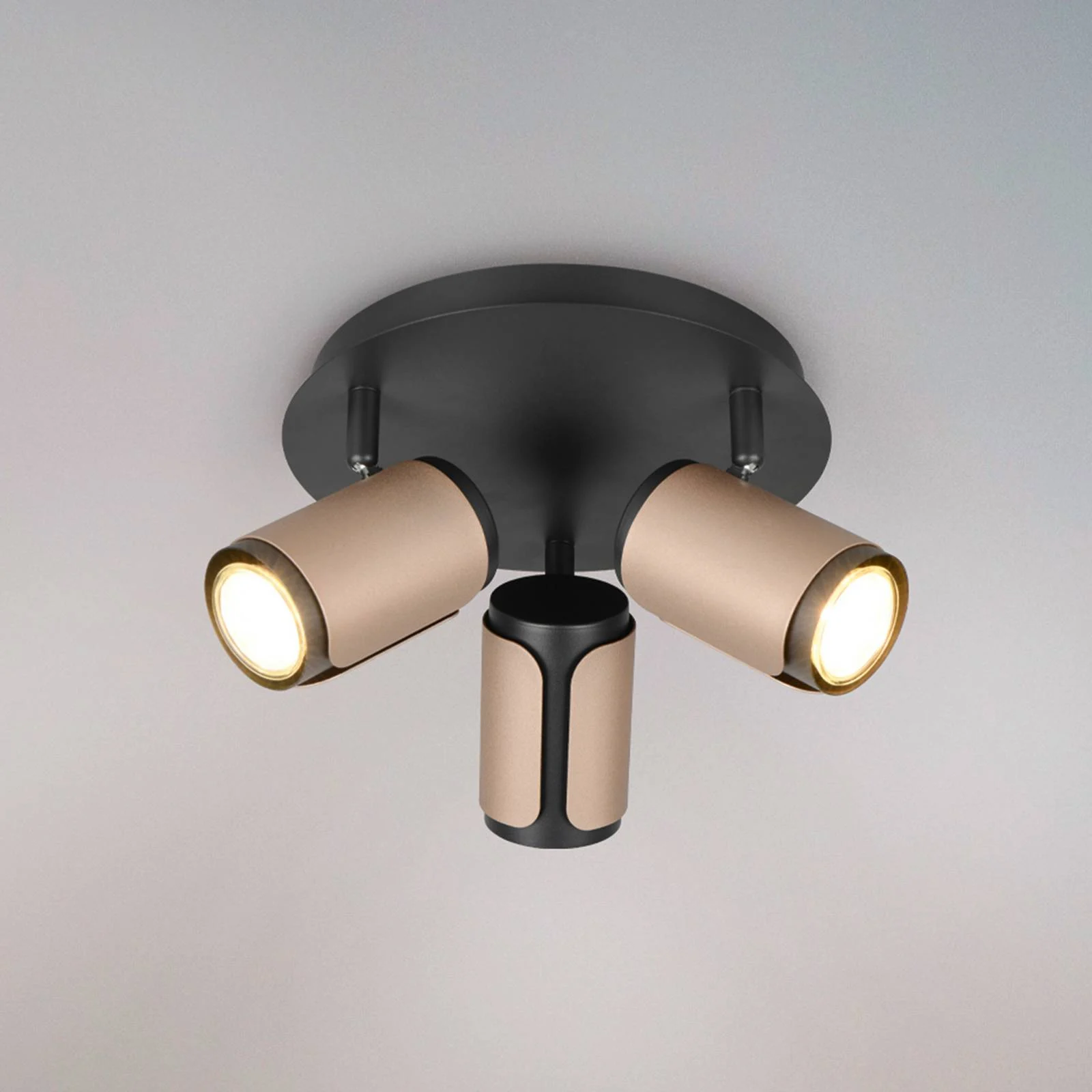 Deckenstrahler Gillan, coffee, 3-flammig, rund, Metall, GU10 günstig online kaufen