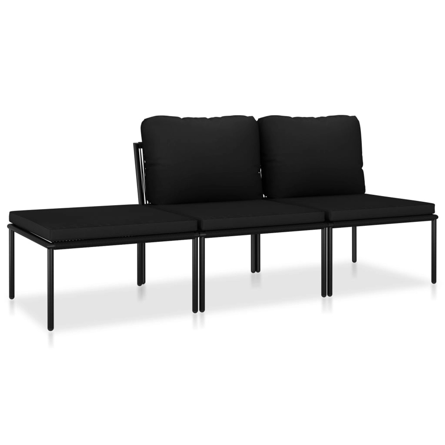 3-tlg. Garten-lounge-set Mit Auflagen Schwarz Pvc günstig online kaufen