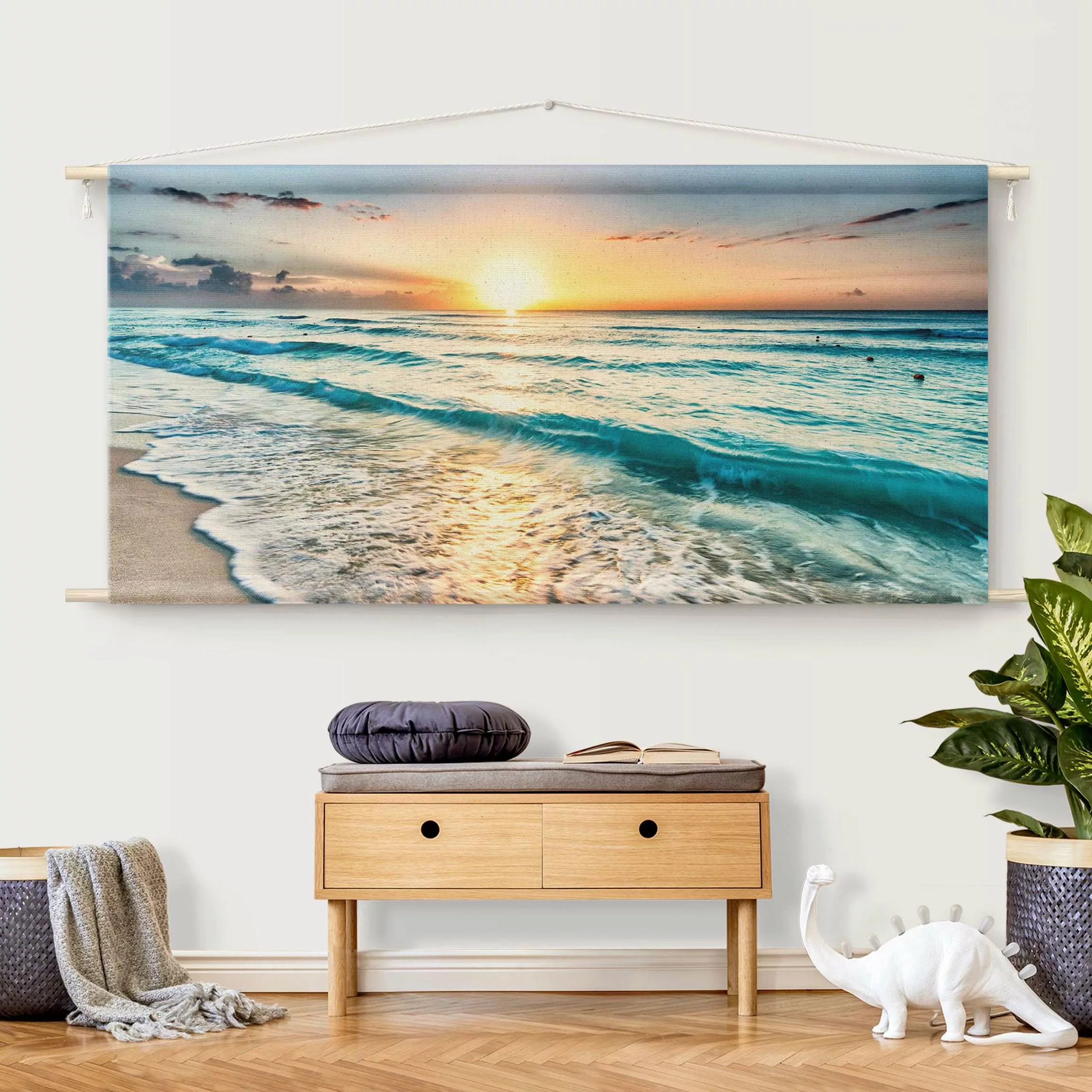 Wandteppich Sonnenuntergang am Strand günstig online kaufen