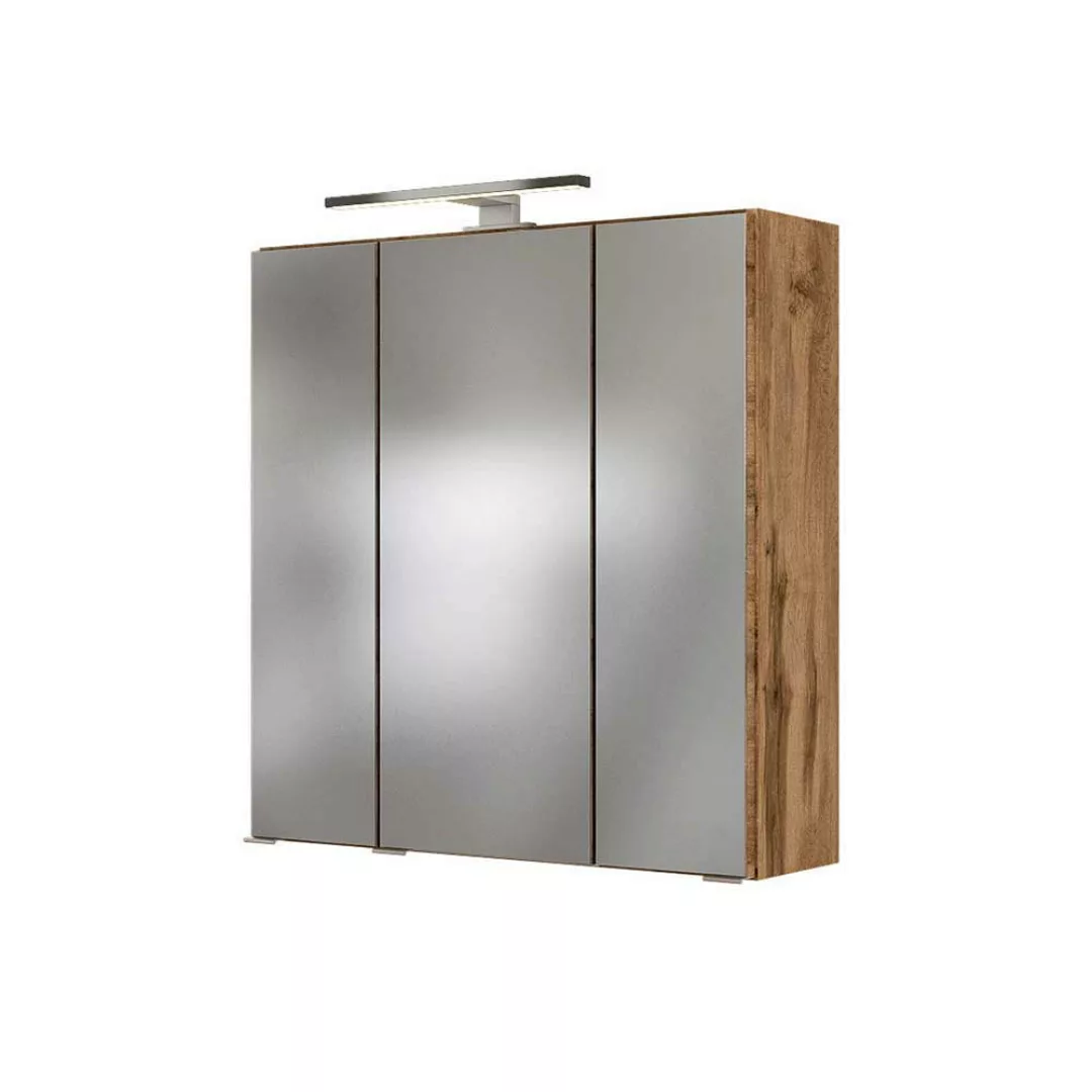 Design Badezimmer Set in Graugrün und Wildeiche Optik 90 cm breit (dreiteil günstig online kaufen