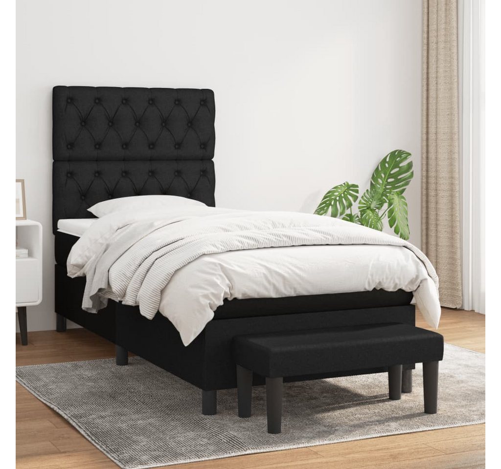 vidaXL Boxspringbett Boxspringbett mit Matratze Schwarz 80x200 cm Stoff Bet günstig online kaufen