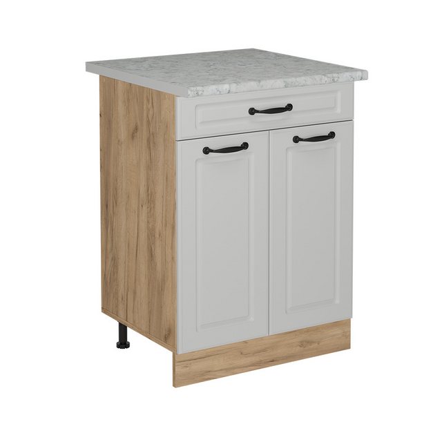 Vicco Unterschrank R-Line, Weiß Landhaus/Goldkraft Eiche, 60 cm AP Marmor günstig online kaufen