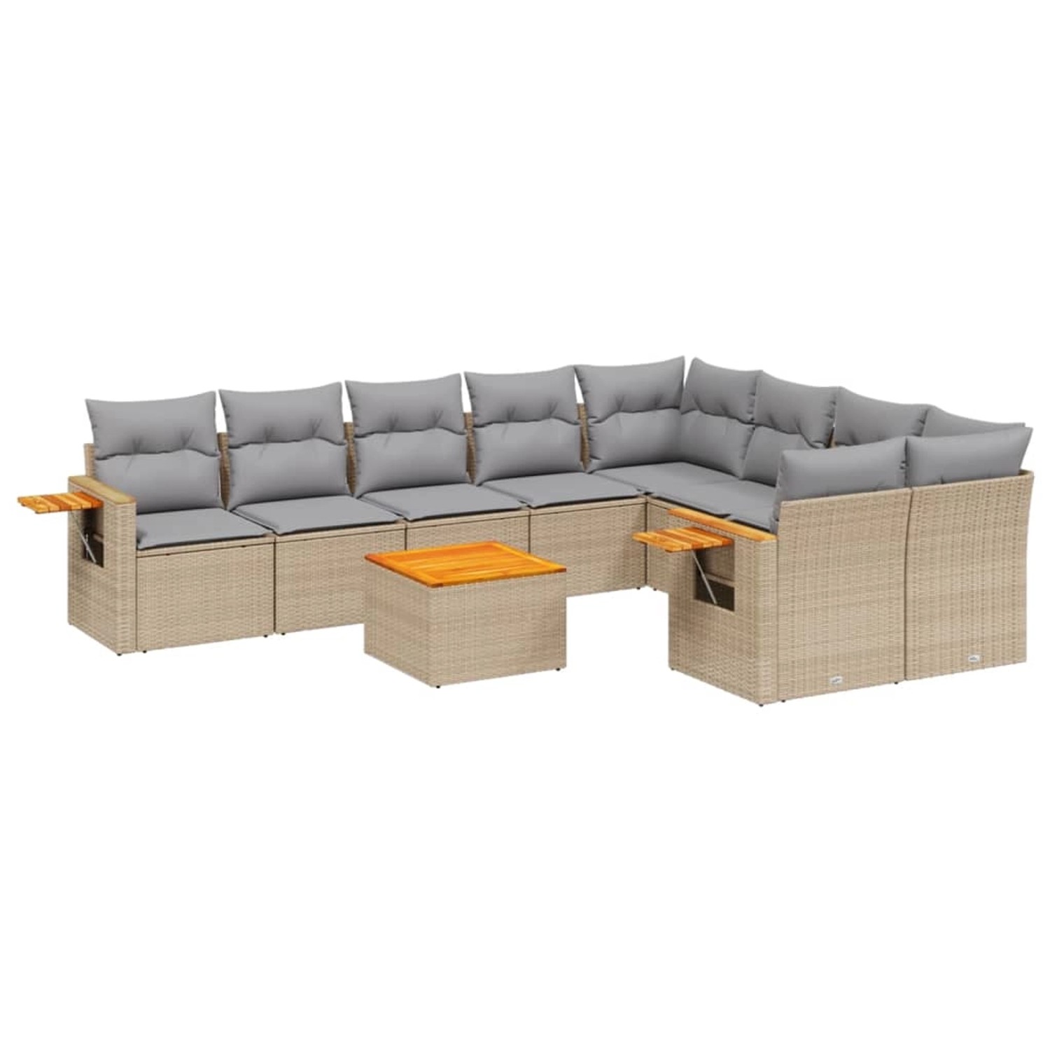 vidaXL 10-Tlg Garten-Sofagarnitur mit Kissen Beige Poly Rattan 3259553 günstig online kaufen