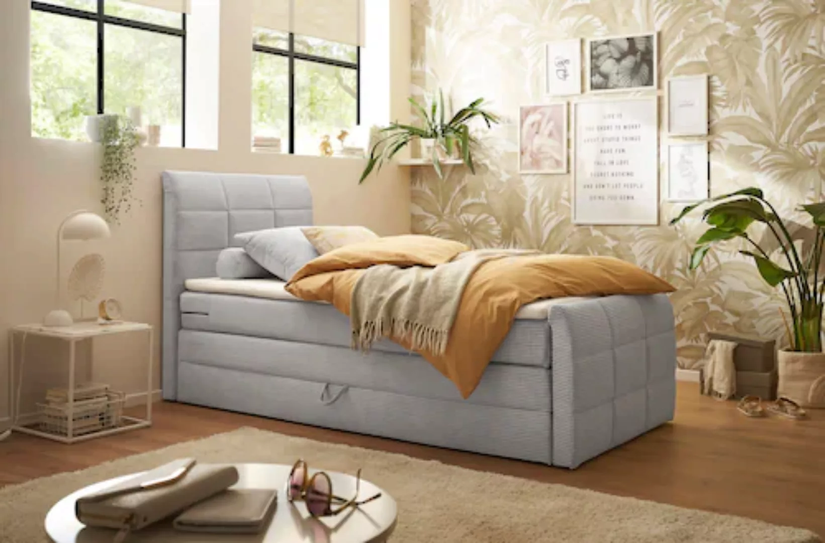ED EXCITING DESIGN Boxspringbett »Bolivia«, harte Seite mit Kokosmatte, wei günstig online kaufen