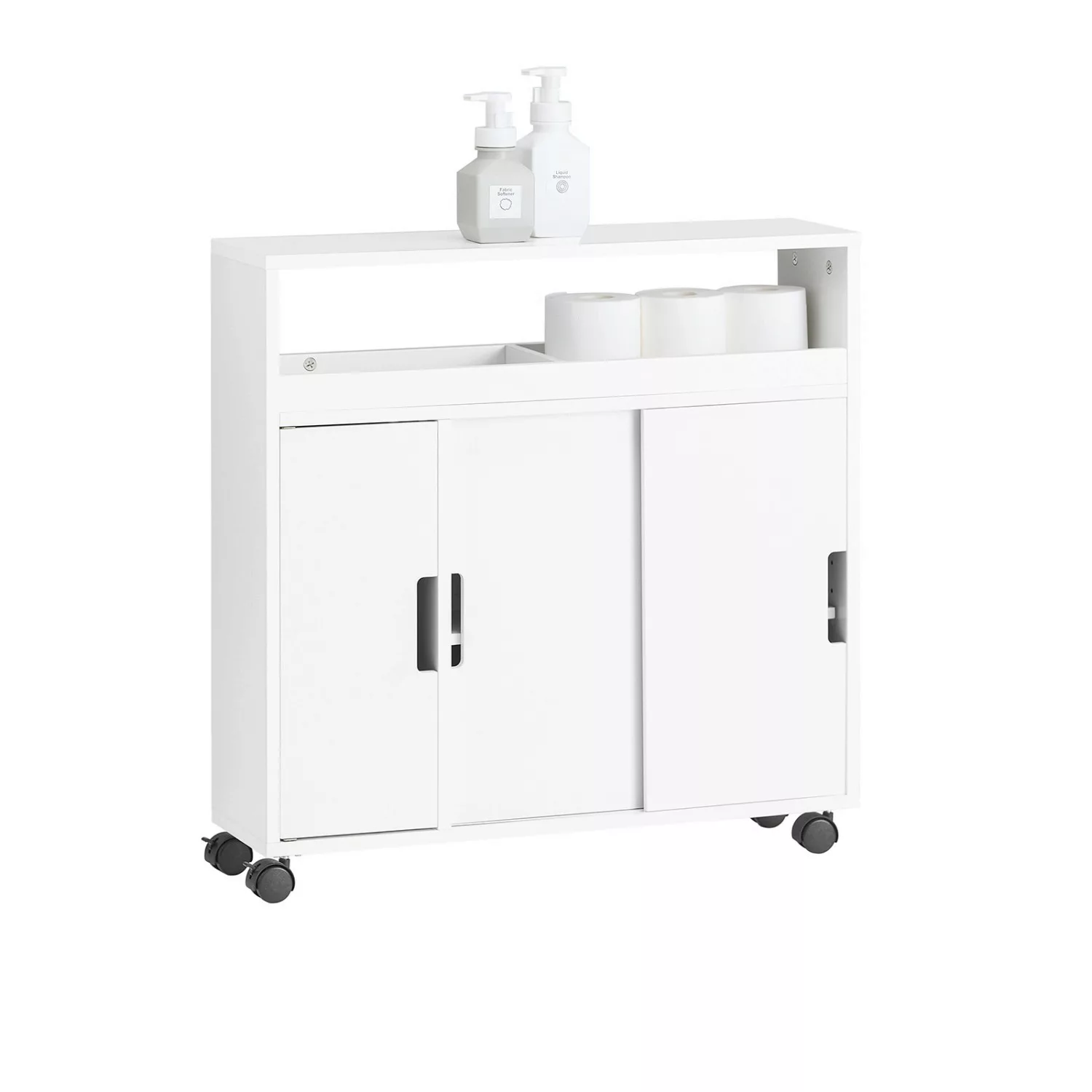 SoBuy Nischenschrank mit Ablage und 4 Rollen MDF Weiß BZR02-W günstig online kaufen