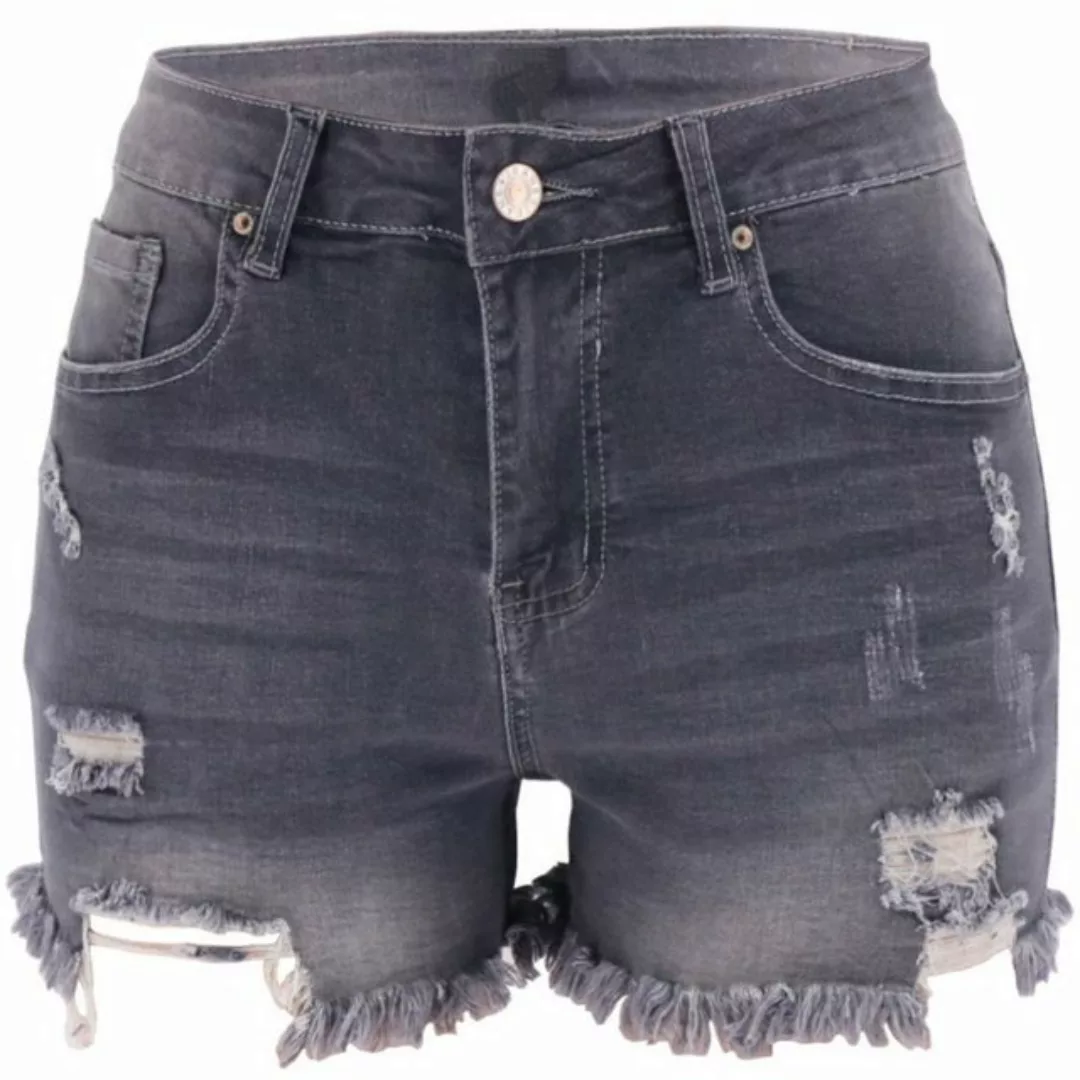 saburona Stretch-Jeans Zerrissene Jeans Shorts mit hoher Taille für Damen günstig online kaufen