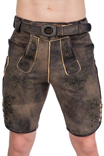 Maddox Trachtenlederhose Lederhose Herren kurz - BUCHNER - beige antik/grün günstig online kaufen