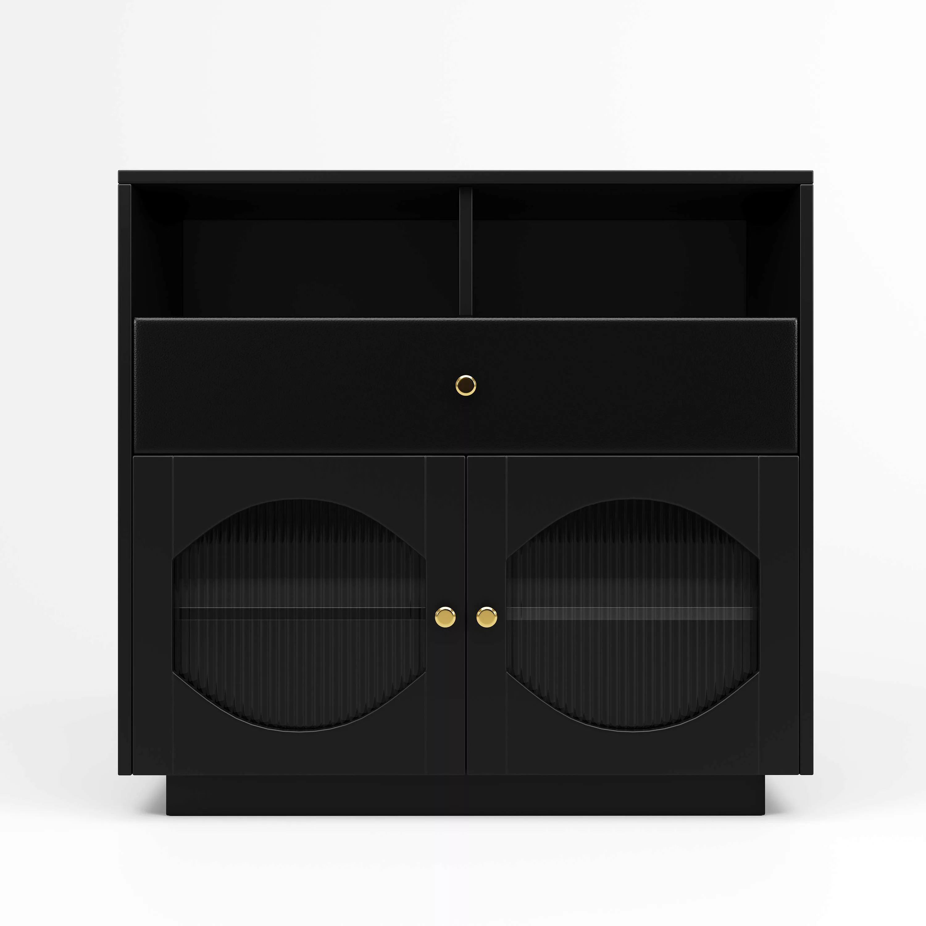 Küchenschrank, Sideboard mit Glastüren, Modernes Design, Geräumiger Staurau günstig online kaufen