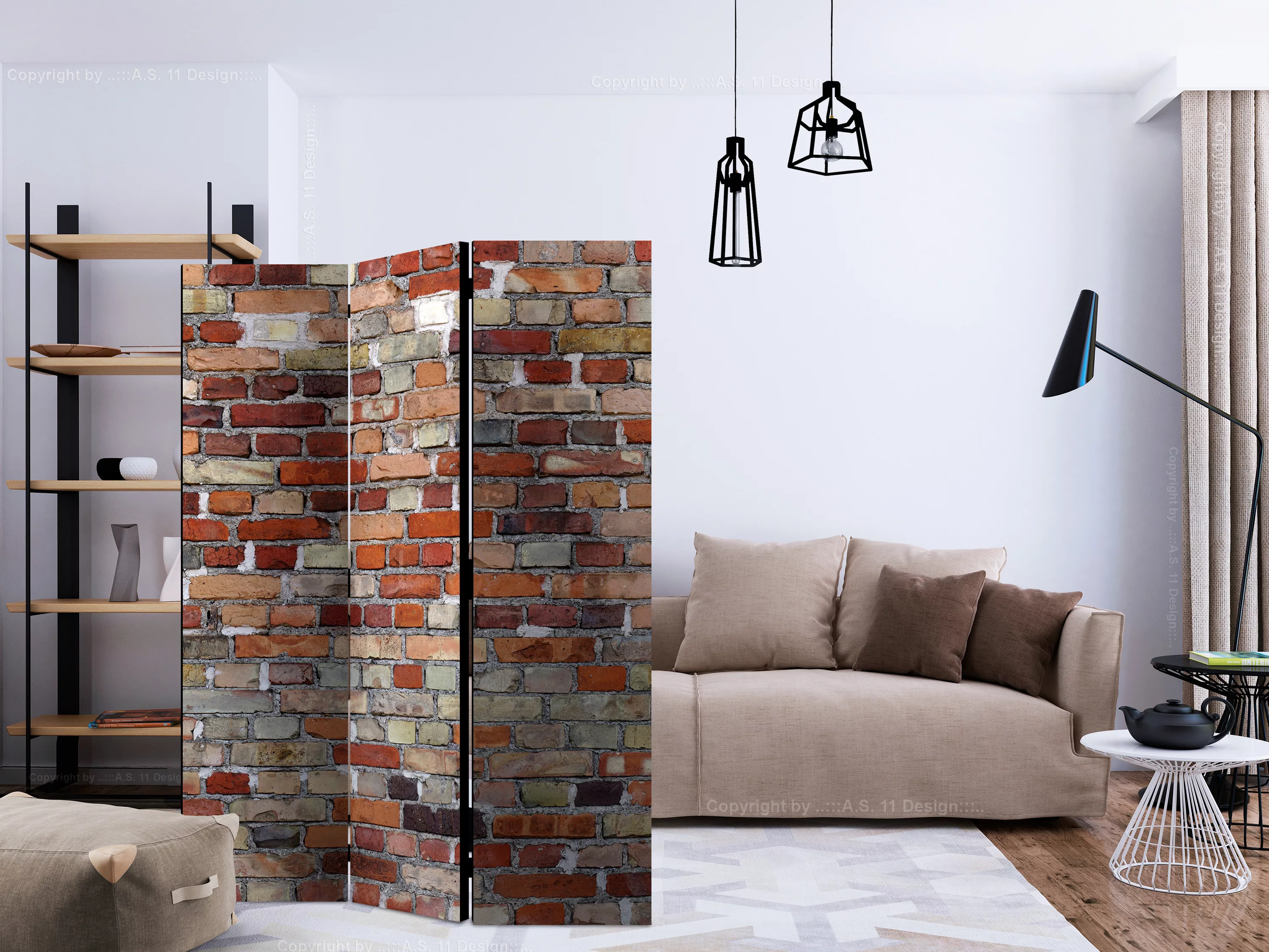 3-teiliges Paravent - Urban Brick [room Dividers] günstig online kaufen