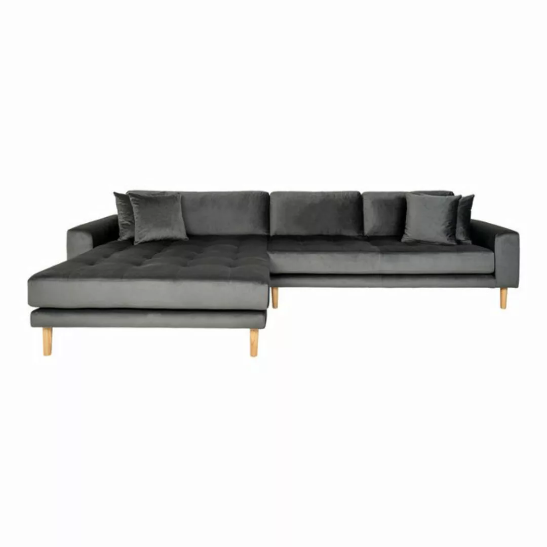 House Nordic Ecksofa Lido, in Grau, Velour - 290x76x92cm (BxHxT) günstig online kaufen