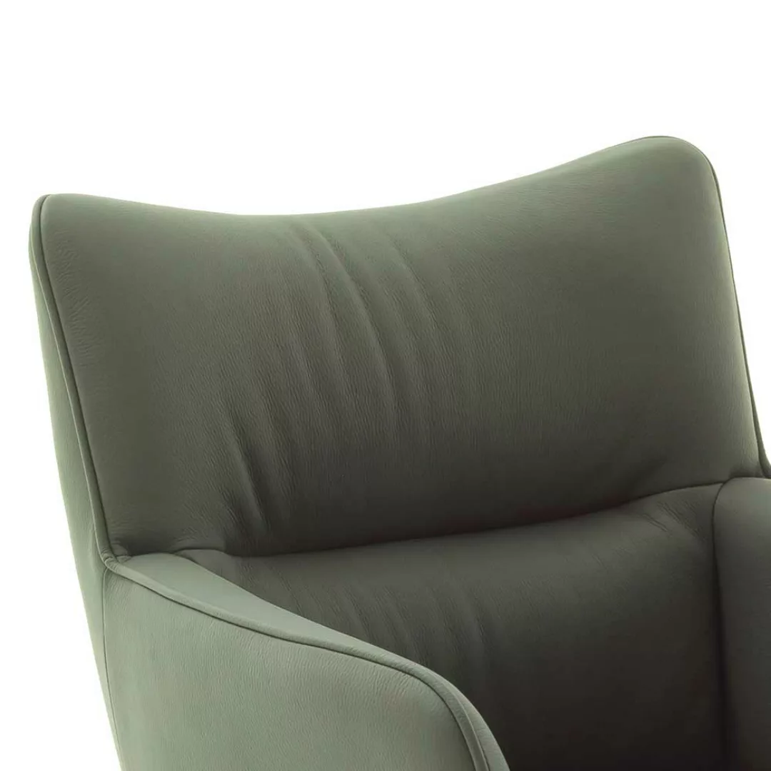 Leder Esszimmerstühle in Oliv Grün Gestell aus Metall (2er Set) günstig online kaufen