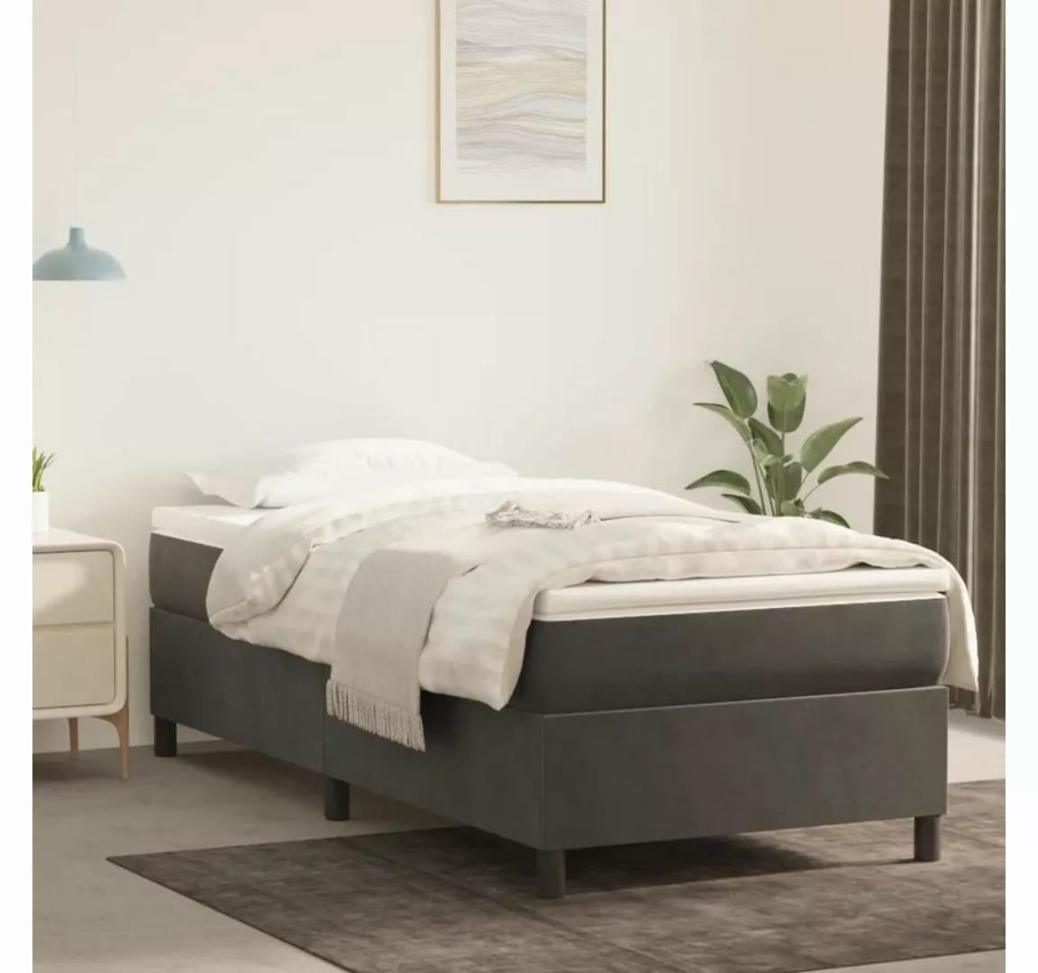 furnicato Bett Boxspringbett Dunkelgrau 100x200 cm Samt günstig online kaufen