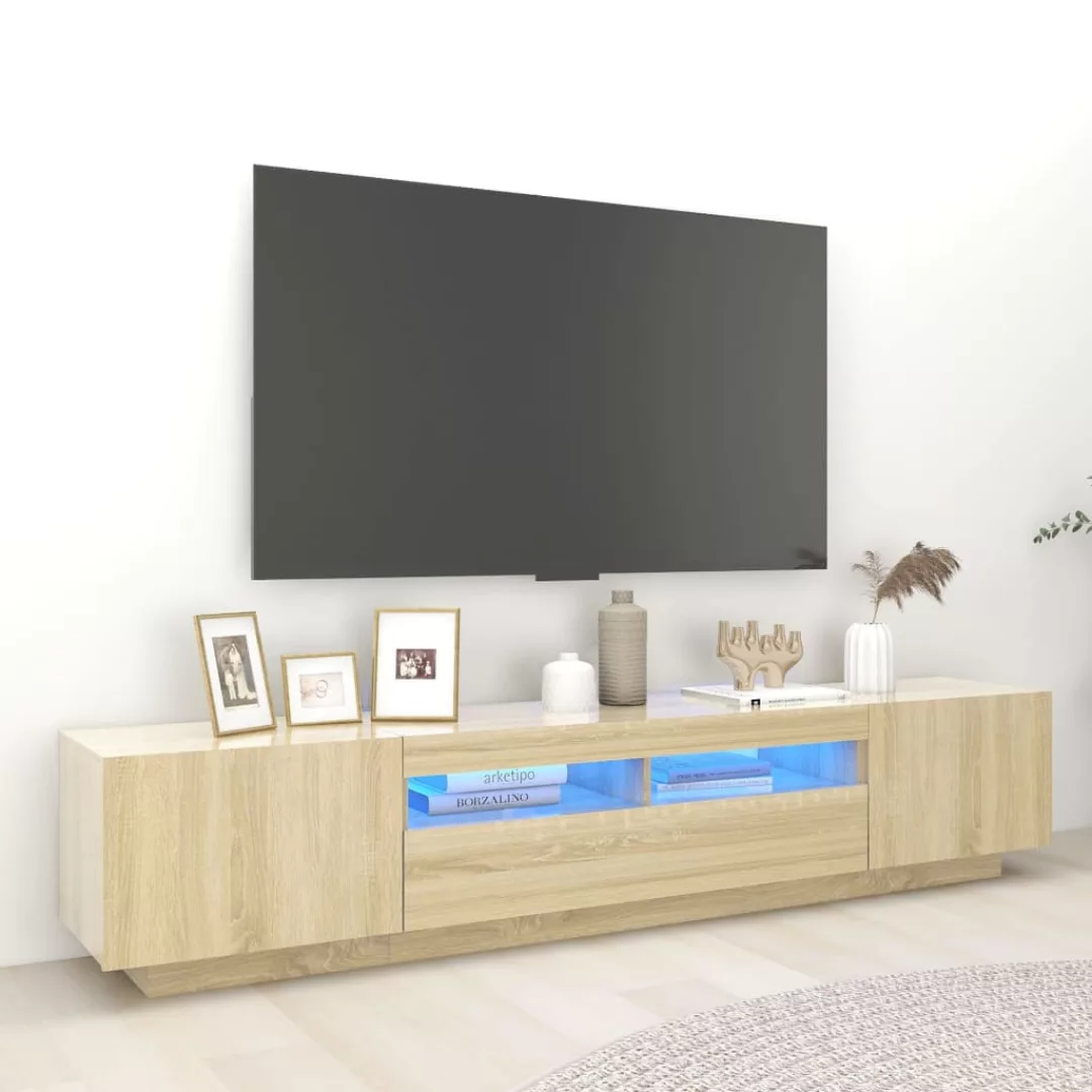 vidaXL TV-Schrank TV-Schrank mit LED-Leuchten Sonoma-Eiche 200x35x40 cm Low günstig online kaufen