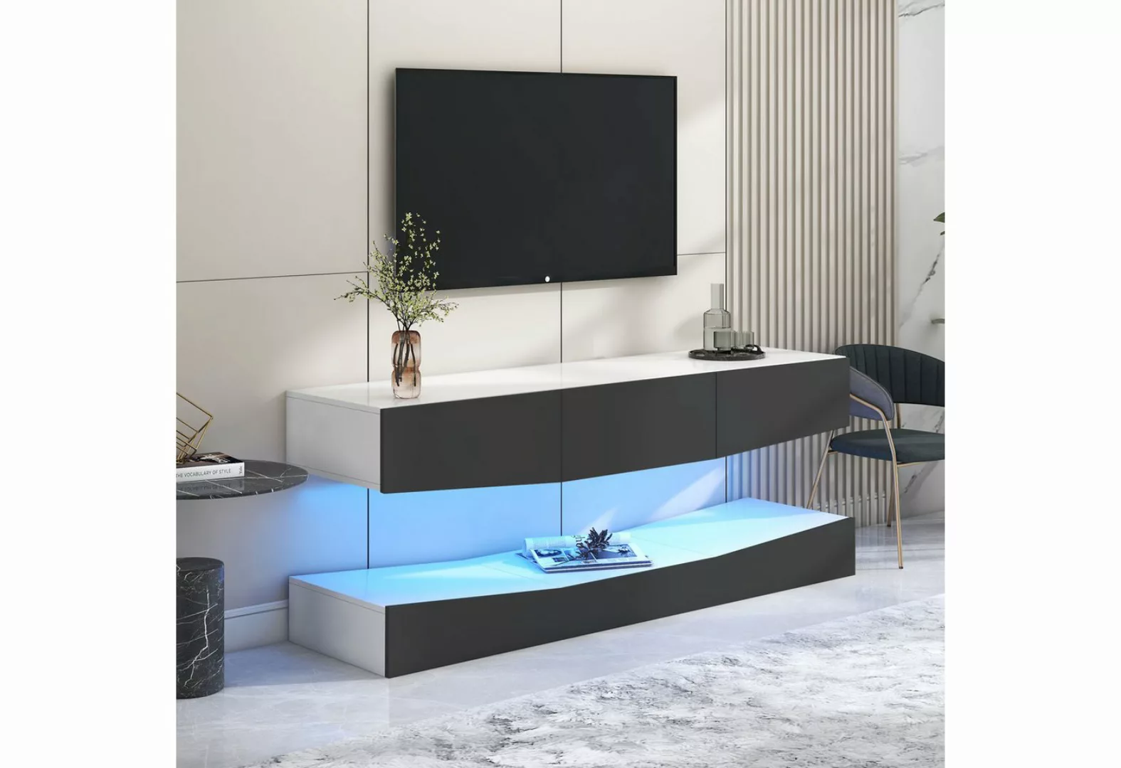 KoDise TV-Schrank Hochglanz Hängend TV Stand mit LED-Beleuchtung für Wohnzi günstig online kaufen