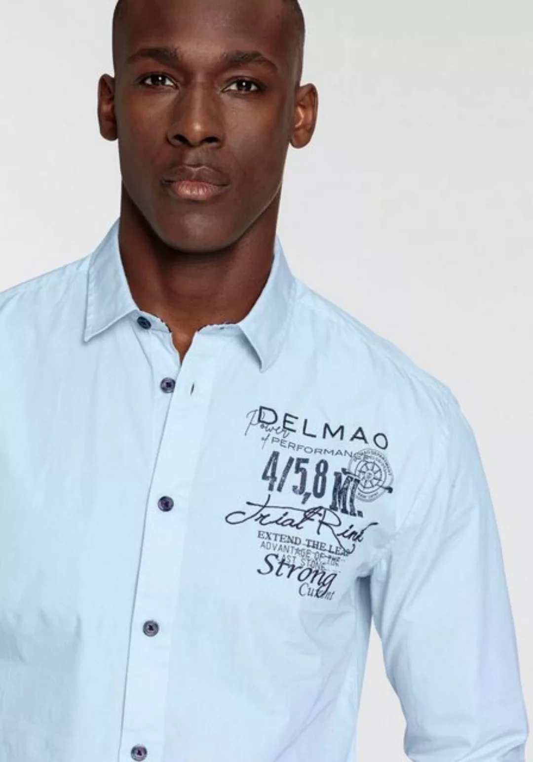 DELMAO Langarmhemd mit Print und Stickerei-NEUE MARKE! günstig online kaufen