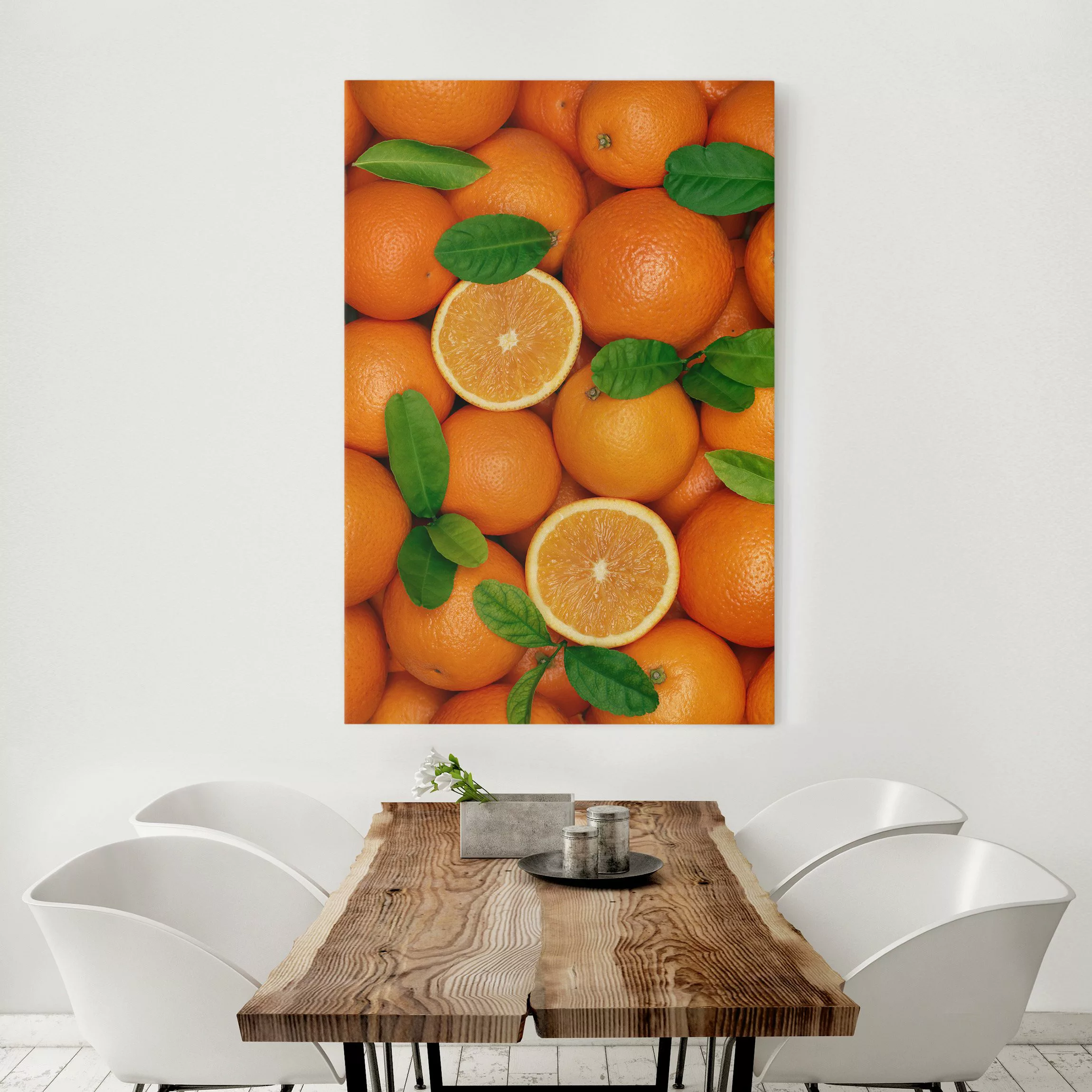 Leinwandbild Küche - Hochformat Saftige Orangen günstig online kaufen