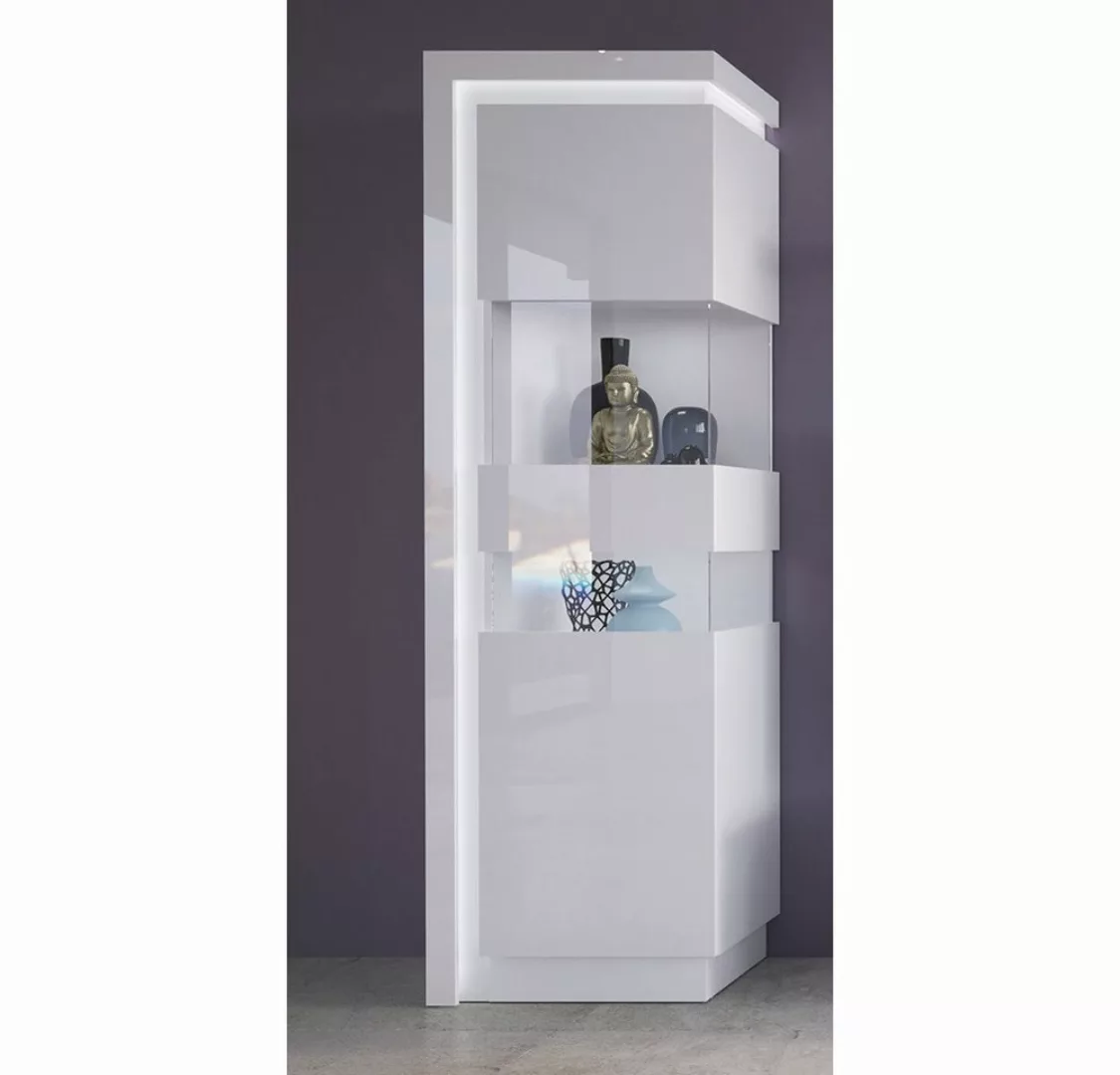 Lomadox Vitrine LYNDHURST-129 weiß Hochglanz mit LED Beleuchtung, 60/198,5/ günstig online kaufen