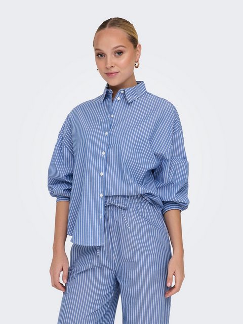 ONLY Blusenshirt Hemd Gestreifte Langarm Bluse 7485 in Blau günstig online kaufen